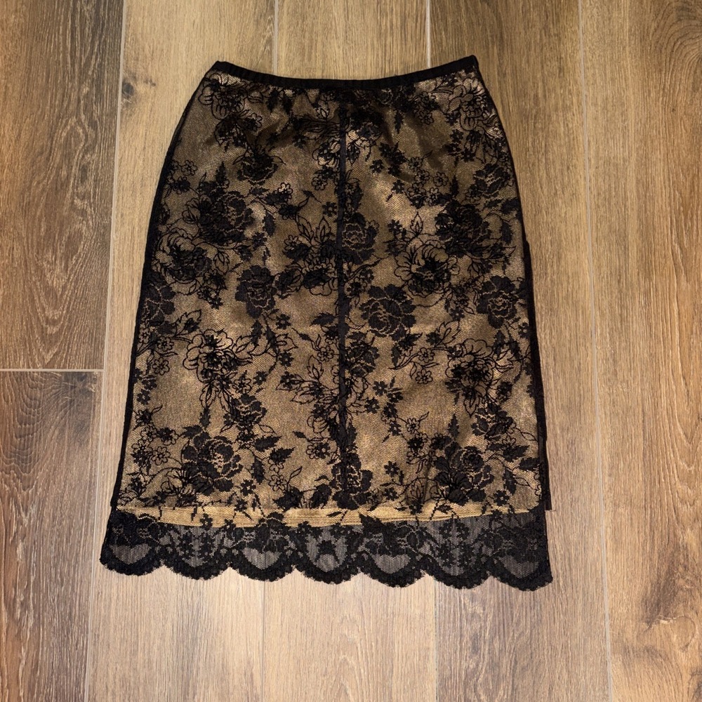 Vintage Y2K Express Black Lace Pencil Skirt Whimsigoth 1/2